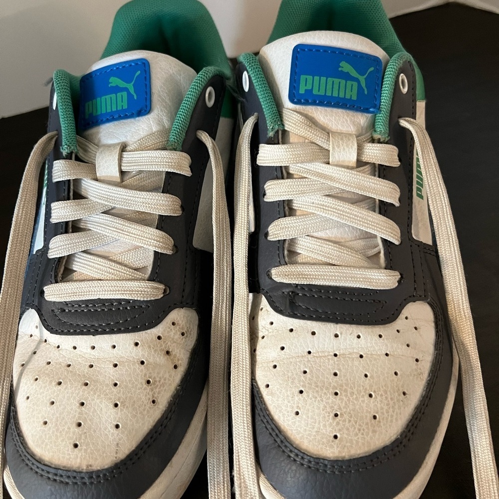 Puma White and Teal Sneakers